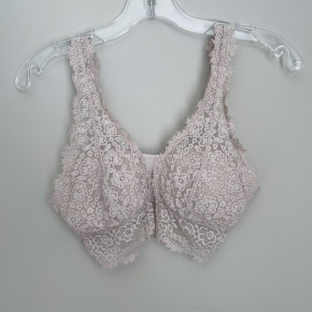 Aerie Size M V Neck Plunge Bralette Nude Lace Bra